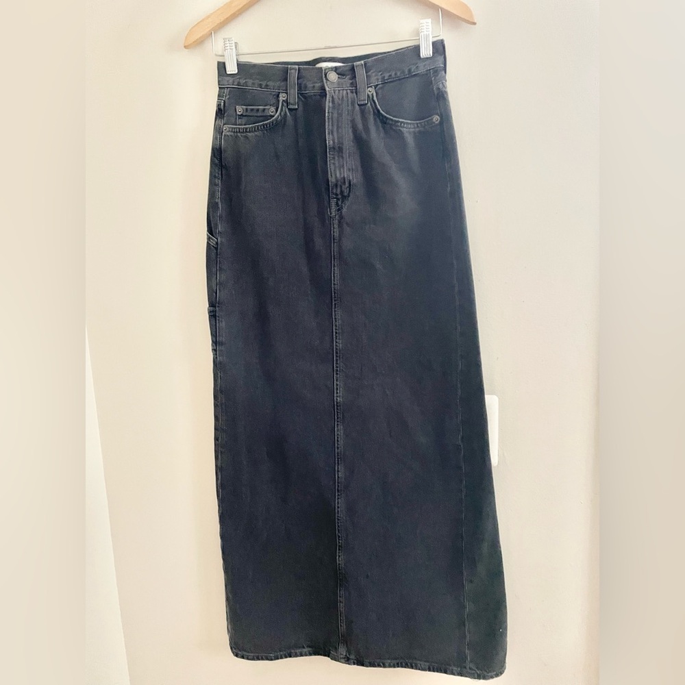 COS Women’s Denim Maxi Utility Skirt Black 100% Cotton SZ 2- EUC